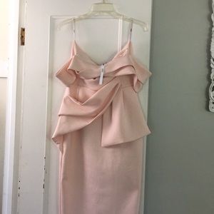 asos design bardot fold wrap front midi pencil dress